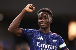 萨卡各项赛事近4场进3球,也是4月以来在英超客场首次运动战进球